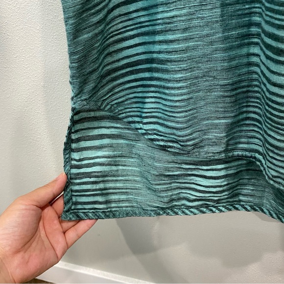 Ulla Johnson Striped Button Front Maxi Midi Shirt Dress Green Teal Size 10 - Picture 4 of 11